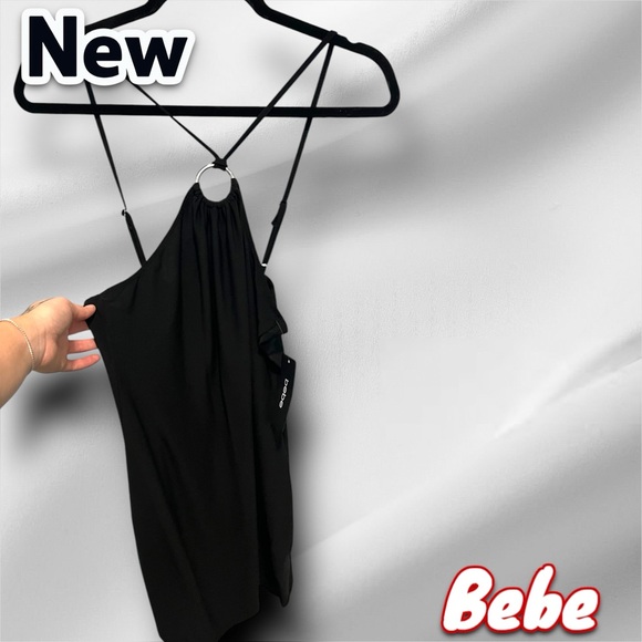 New NWT bebe Halter Neck O-Ring Minidress black - Picture 5 of 5